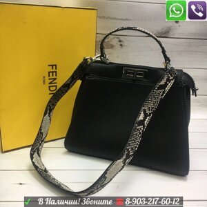 Сумка Fendi Peekaboo Фенди Пикабу питон крокодил Бордовый