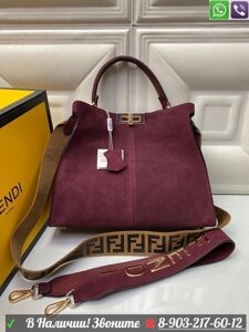 Сумка Fendi Peekaboo замшевая Бордовый