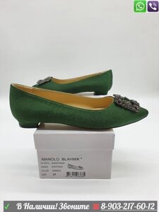 Балетки Мanolo Blahnik Маноло Бланик зеленые с пряжкой