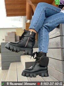 Ботинки Prada Прада черные с сумкой