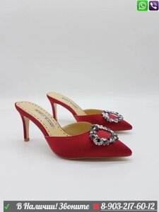 Мюли Manolo Blahnik Hangisi с пряжкой Красный