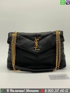 Клатч YSL Puffer Loulou Large фурнитура бронза Черный