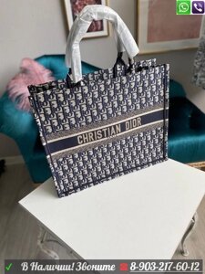 Сумка Christian Dior Book Tote Oblique Диор текстиль с вышивкой