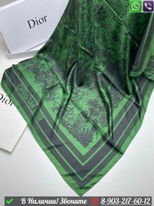 Платок Dior шелковый с узором Зеленый