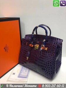 Сумка Hermes Birkin Крокодиловая Гермес Биркин Лаковая Фиолетовый