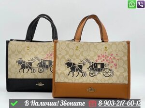 Сумка тоут Coach кожаная Черный