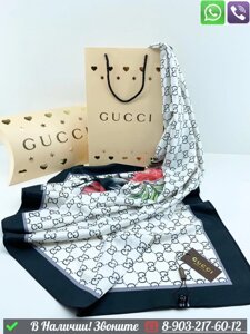Платок Gucci шелковый с орнаментом Белый