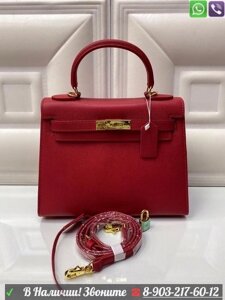 Сумка Hermes Kelly Saffiano c тиснением Красный