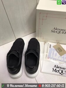 Кеды Alexander McQueen черные c белой подошвой