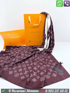 Платок Louis Vuitton шелковый с логотипом Бордовый