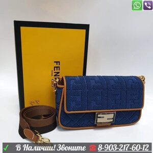 Сумка Fendi Baguette тканевая Синий