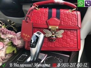 Сумка Gucci GG Small Top Handle Brown Gucci Клатч с ручкой Красный