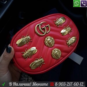 Клатч Gucci Marmont Голубой Красный