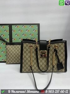 Большая сумка Gucci GG Padlock на цепочках Черный