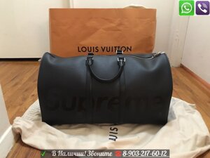Сумка Louis Vuitton Keepal Supreme Красная Черная LV