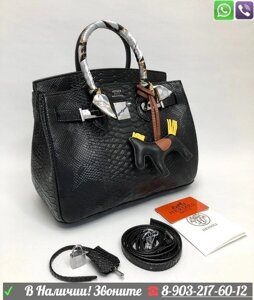 Сумка Hermes Birkin 35 с брелком лошадкой чёрный