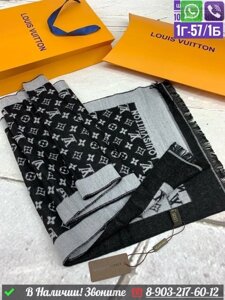 Шарф Louis Vuitton кашемировый с узором Monogram Черный