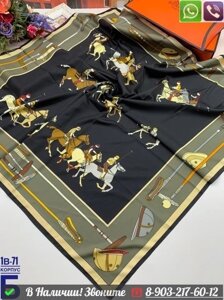 Платок Hermes с лошадями Черный