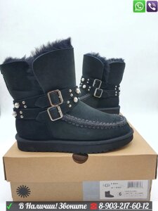 Угги UGG Classic с ремешками и жемчугом Черный