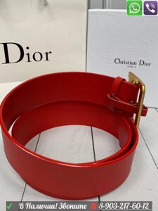 Ремень Christian Diorquake Красный кожаный пояс