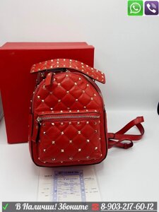Valentino Бежевый рюкзак с шипами Rockstud Spike Валентино Красный