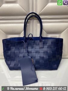 Большая сумка Bottega Veneta с кошельком Синий