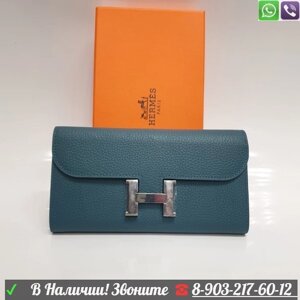 Кошелек Hermes с клапаном Н Голубой