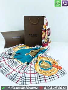 Платок Burberry шелковый в клетку Голубой