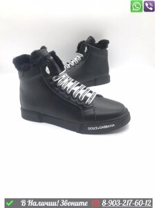 Высокие кроссовки Dolce Gabbana зимние черные