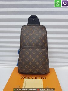 Сумка Louis vuitton Avenue Sling Damier Graphite с синей молнией Коричневый