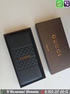Кошелек Gucci Бумажник Gucci портмоне без молнии черный лого