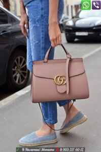 Пудровая Розовая Gucci Marmont Сумка Гучи Top Handle Gucci