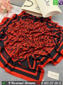 Платок Dior шелковый с логотипом Красный