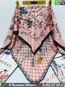 Платок Gucci с цветами Розовый