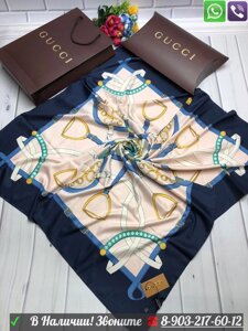 Платок Gucci с рисунками шелковый 100 см