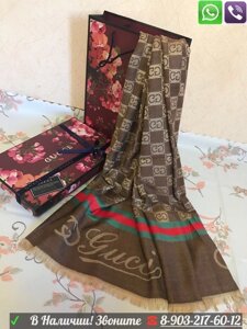 Платок Gucci Шарф с логотипом Серый