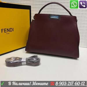 Сумка Fendi Peekaboo Фенди Пикабу Матовая Бордовый