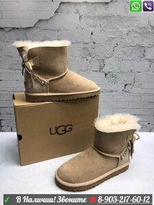 Угги UGG Classic с бантом бежевые