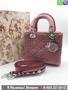 Сумка Christian Dior Lady Dior Бархат Розовый