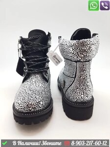 Зимние ботинки Timberland x Jimmy Choo серебряные