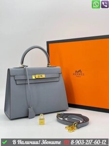 Сумка Hermes Kelly Epsom голубая