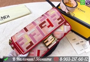 Сумка Fendi Baguette тканевая розовая