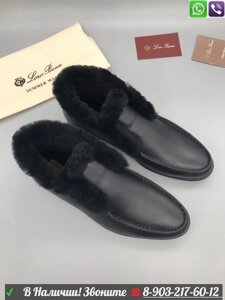Зимние ботинки Loro Piana Open Walk черные с мехом
