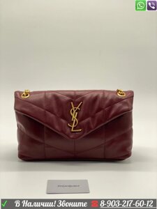 Клатч YSL Puffer Loulou бронзовая фурнитура Бордовый