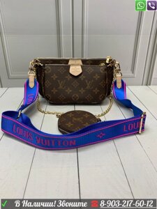 Louis Vuitton Pochette Multi двойная сумка с круглым кошельком на широком ремне Синий