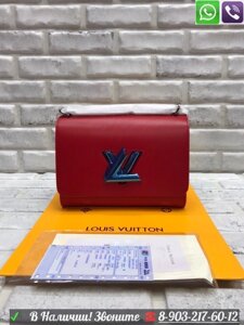 Сумка Louis Vuitton Twist MM Черная c серебряным знаком Бордовый