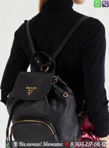 Рюкзак Prada кожаный Прада портфель Зеленый Черный