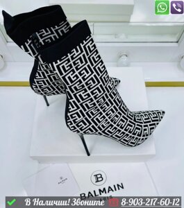 Ботильоны Balmain на шпильке Белый