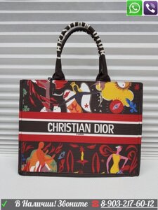 Сумка Dior Book Tote Диор Тканевая Пляжная Шоппер Красный