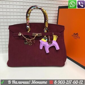 Сумка hermes Birkin биркин Замшевая  гермес Бордовый